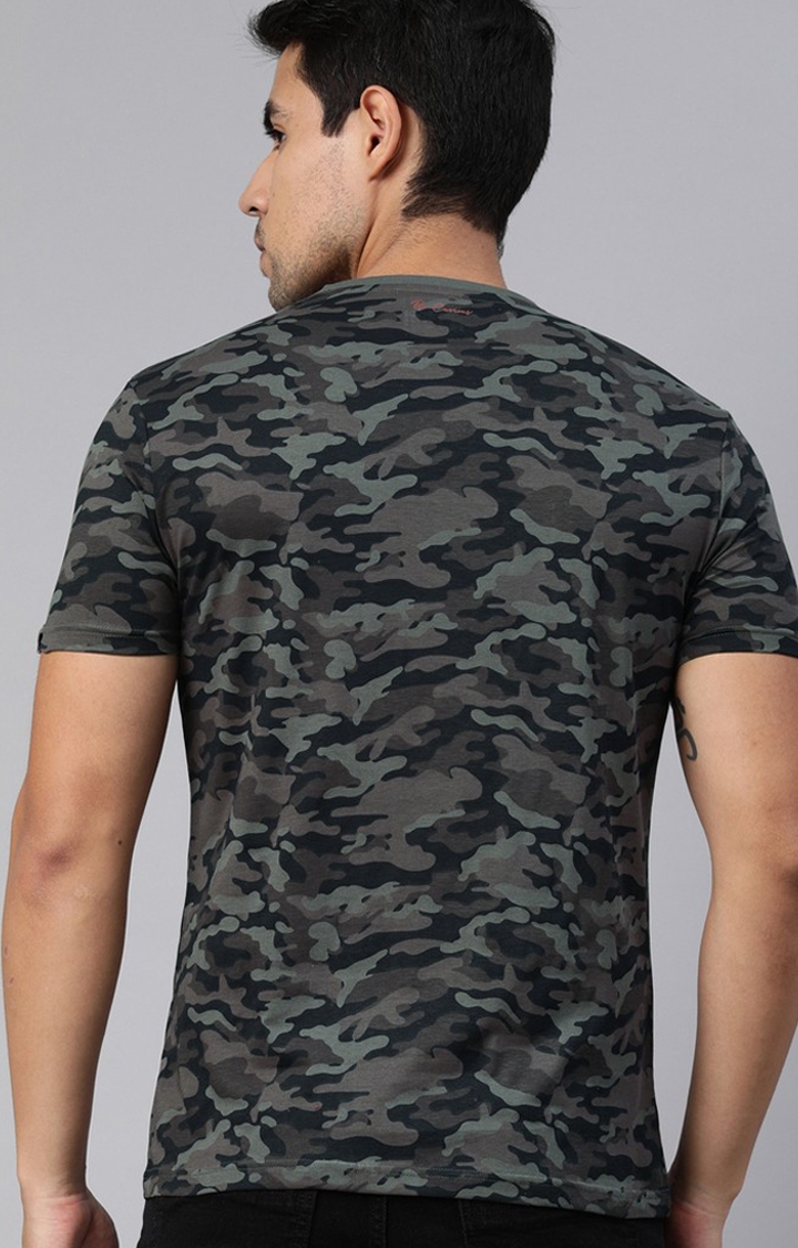 The Bear House | Men's Black Cotton Camouflage T-shirt 3