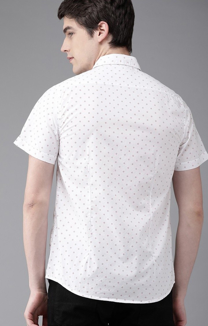 The Bear House | Men's White Cotton Printed Casual Shirt 3