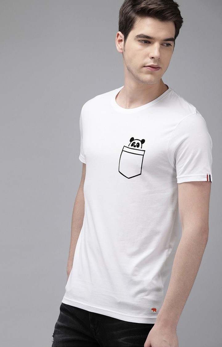 The Bear House | Men's White Cotton Printed T-shirt 2