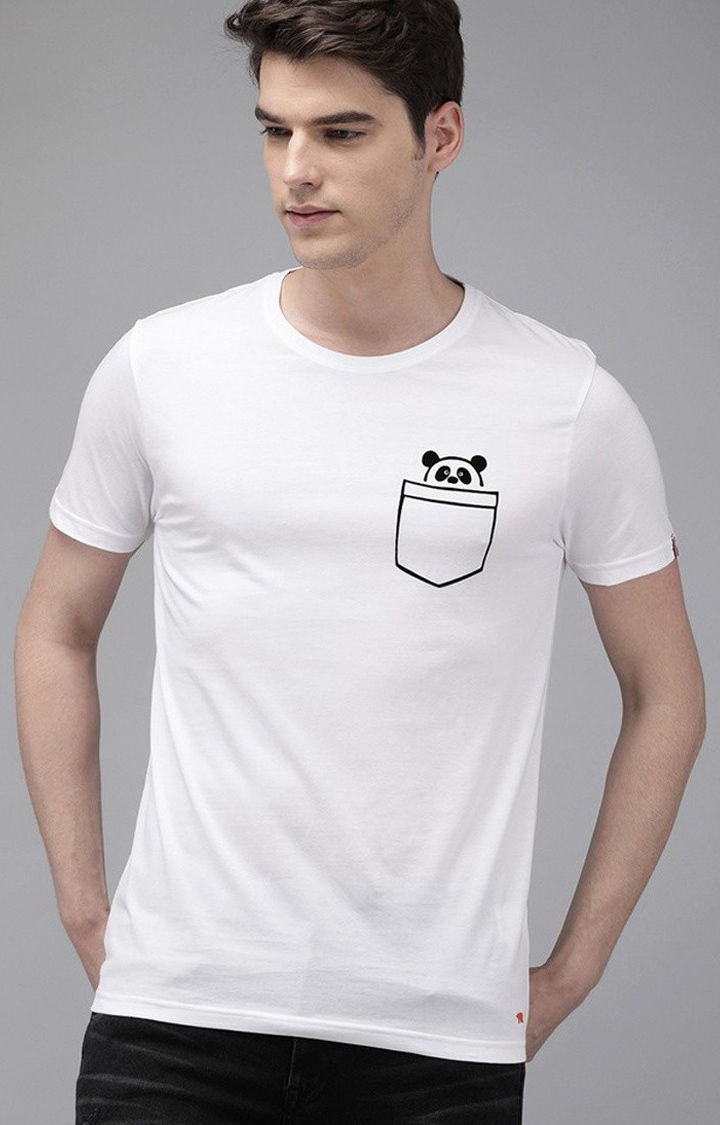 The Bear House | Men's White Cotton Printed T-shirt 0