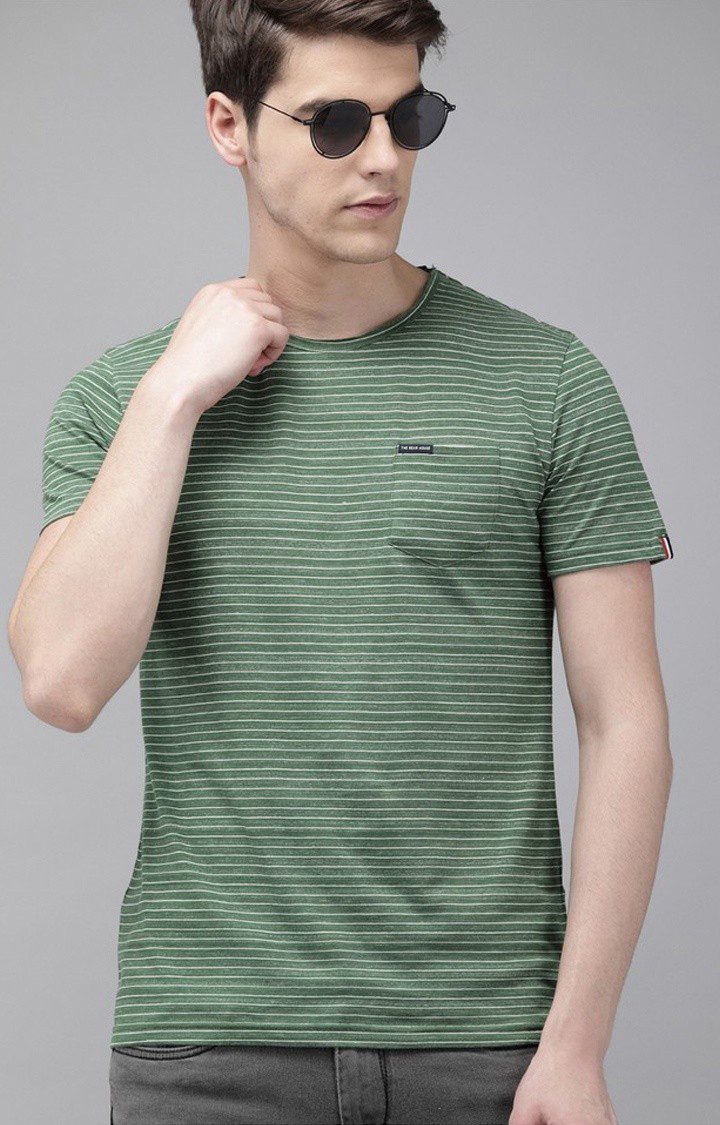 Men's Green Striped T-Shirt