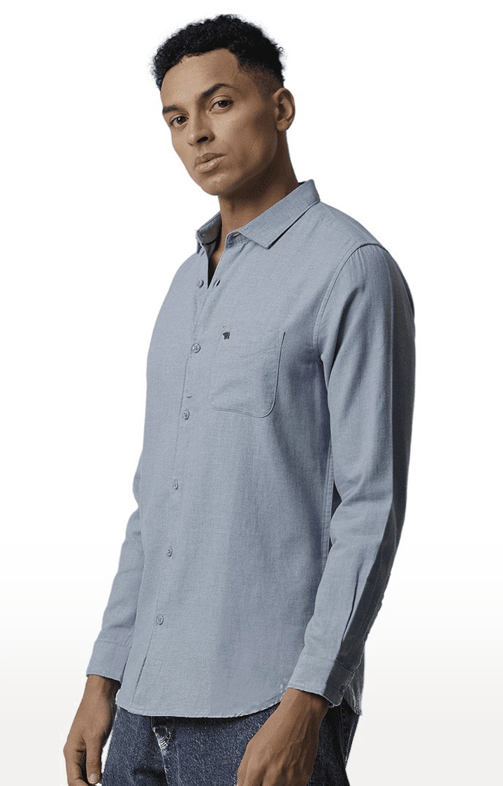 The Bear House | Men's Blue Cotton Solid Casual Shirt 2