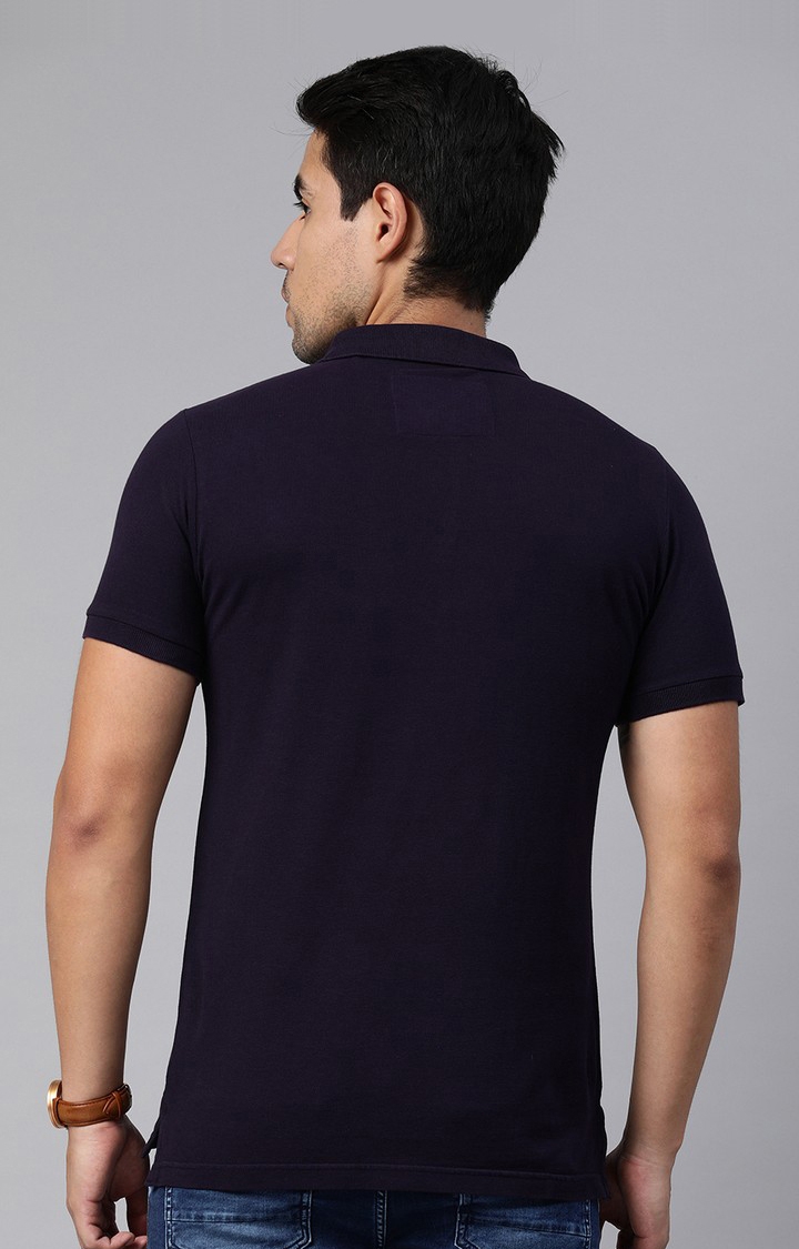 The Bear House | Men's Purple Cotton Solid Polo T-shirt 3