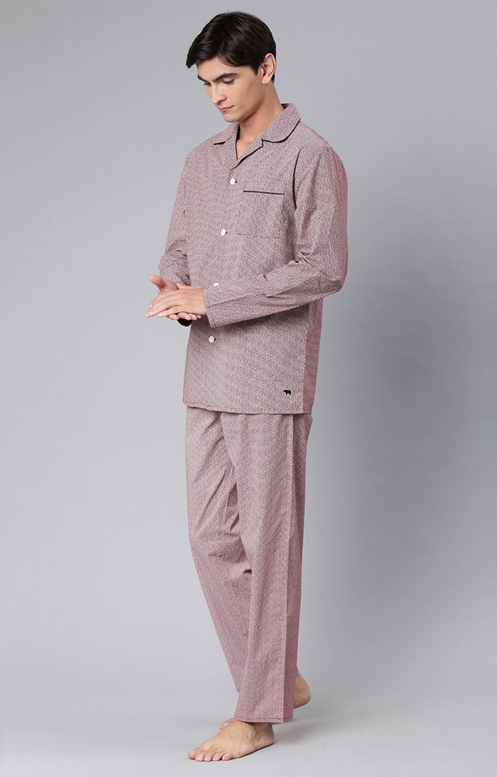 The Bear House | Men's Brown Printed Night-Suit 2