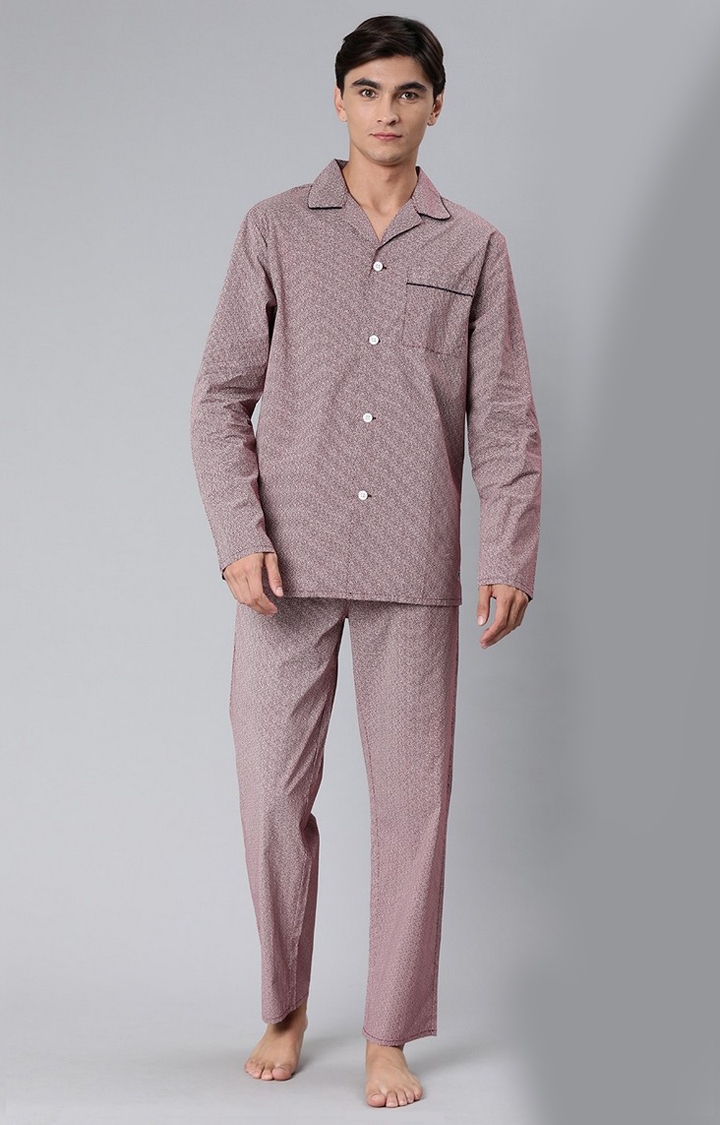 The Bear House | Men's Brown Printed Night-Suit 1
