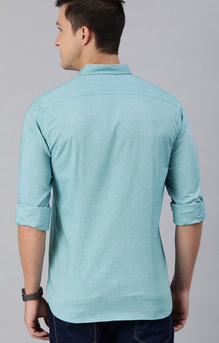 The Bear House | Men's Blue Cotton Solid Casual Shirt 2