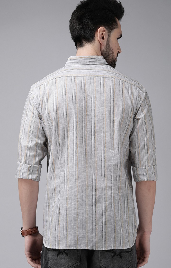 The Bear House | Men's Grey Cotton Checked Casual Shirt 3