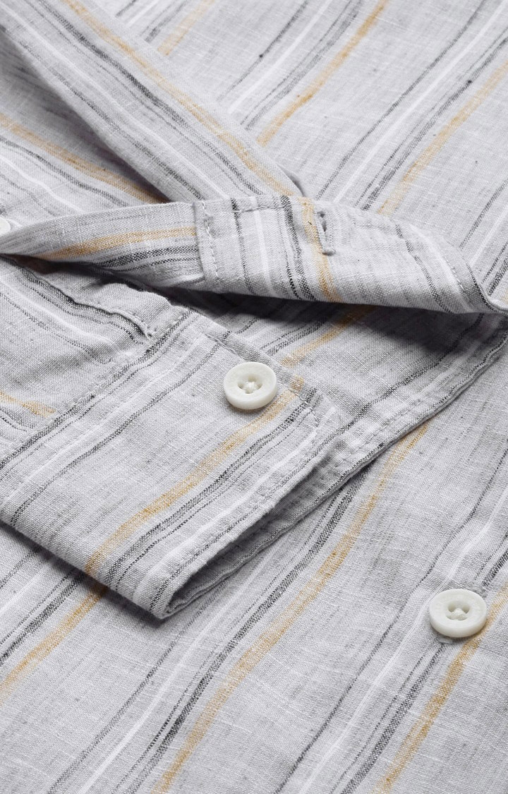 The Bear House | Men's Grey Cotton Checked Casual Shirt 5
