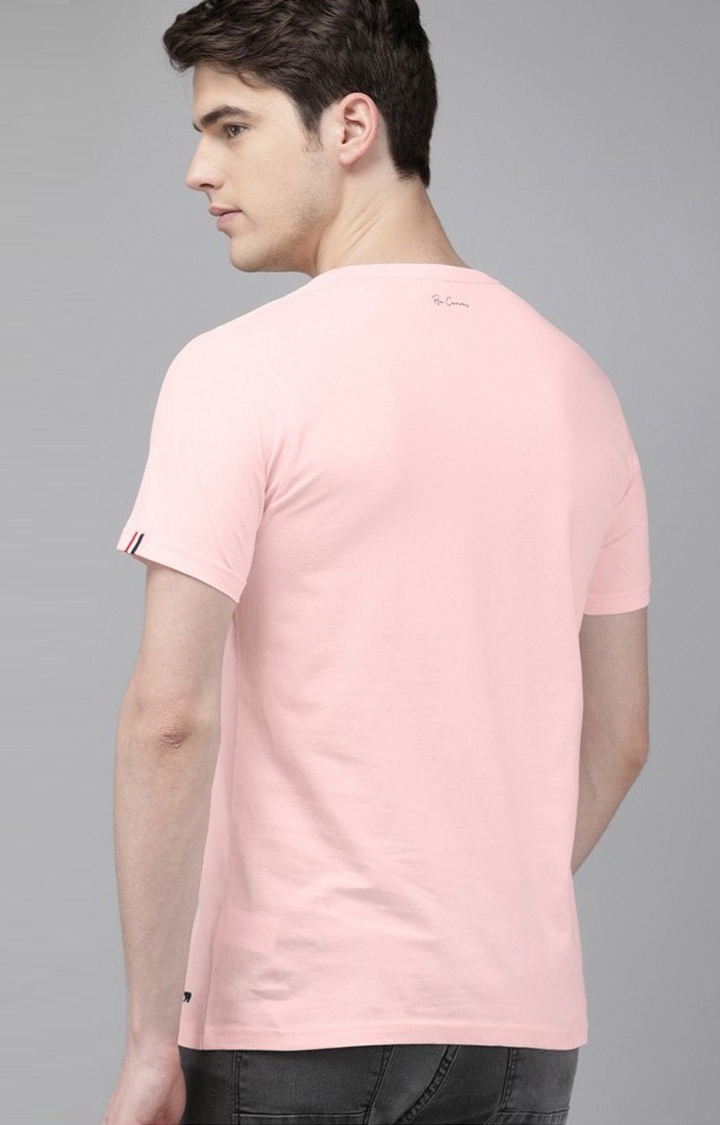 The Bear House | Men's Pink Cotton Typographic T-shirt 3