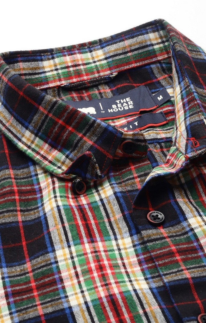 The Bear House | Men's Multicolour Cotton Checked Casual Shirt 4
