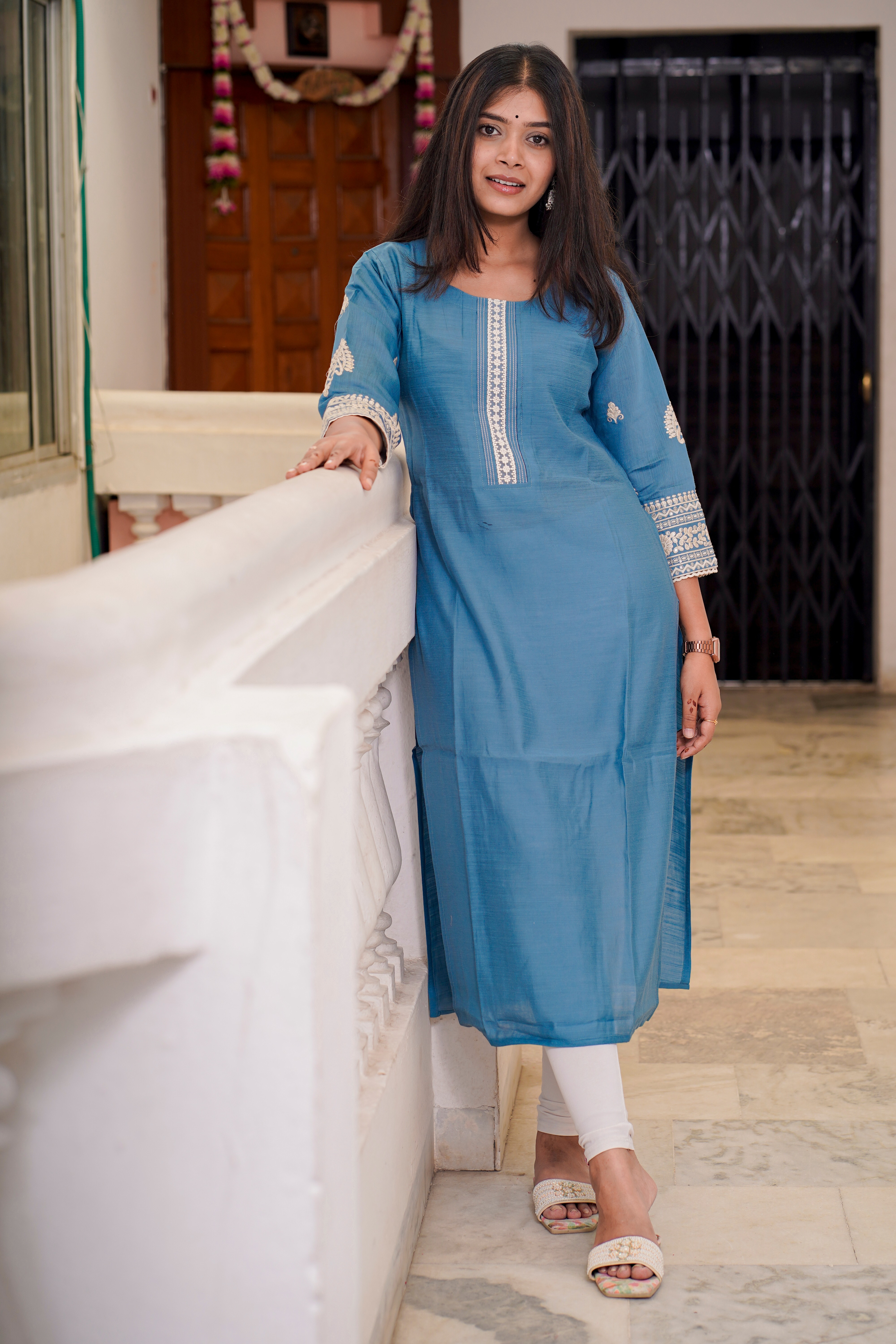Teal Blue Long Kurti