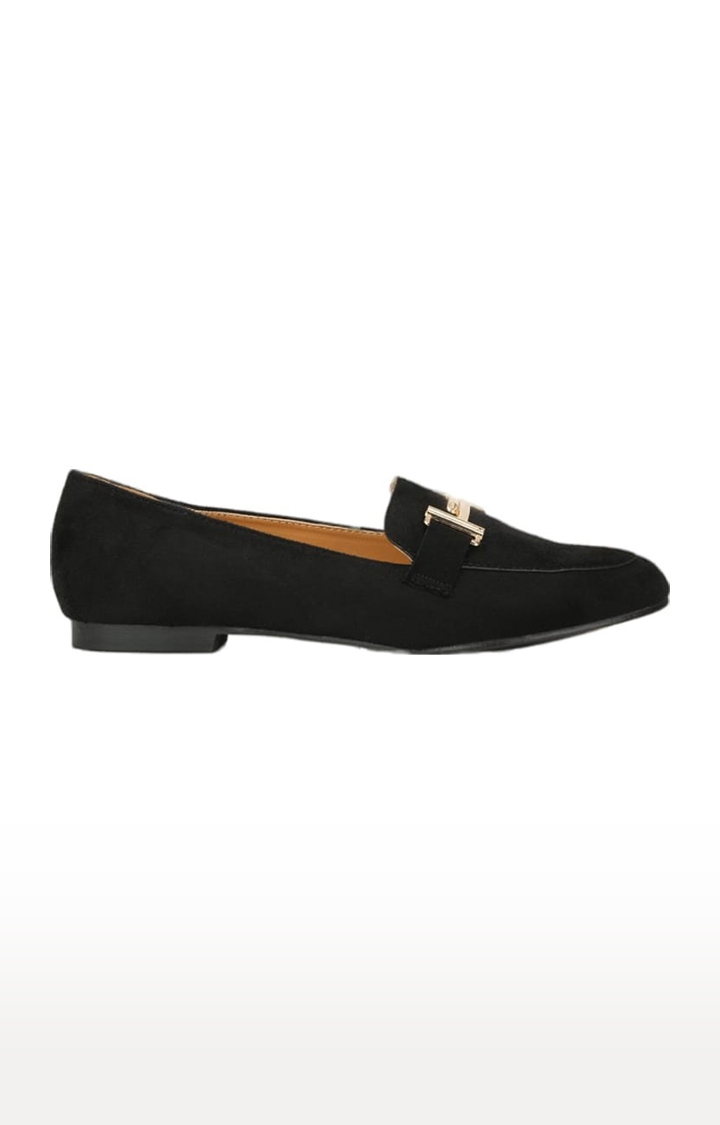 Truffle Collection | Women's Black Synthetic Solid Slip On Loafers 1