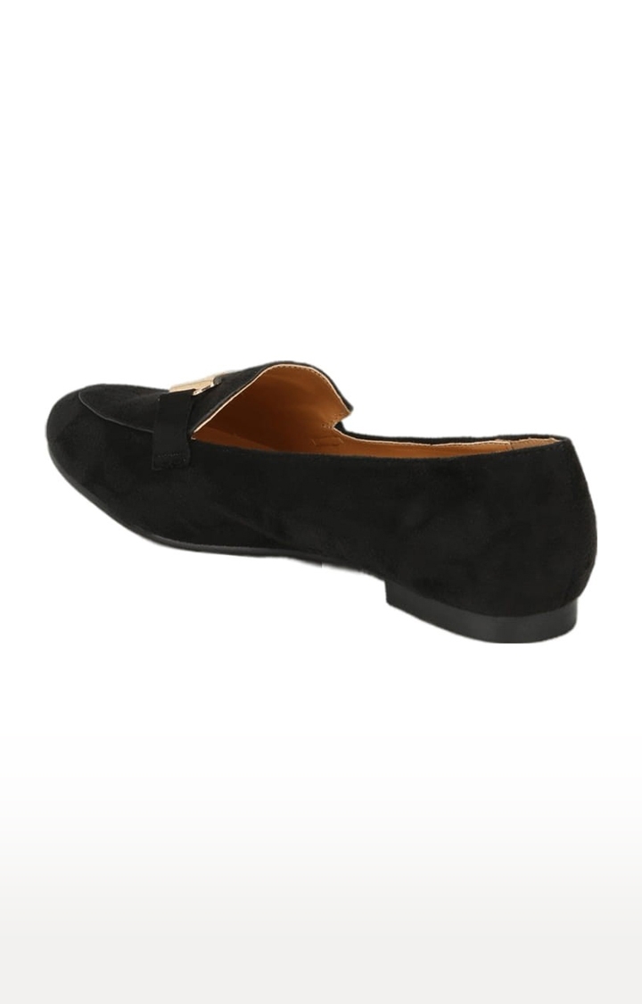 Truffle Collection | Women's Black Synthetic Solid Slip On Loafers 2