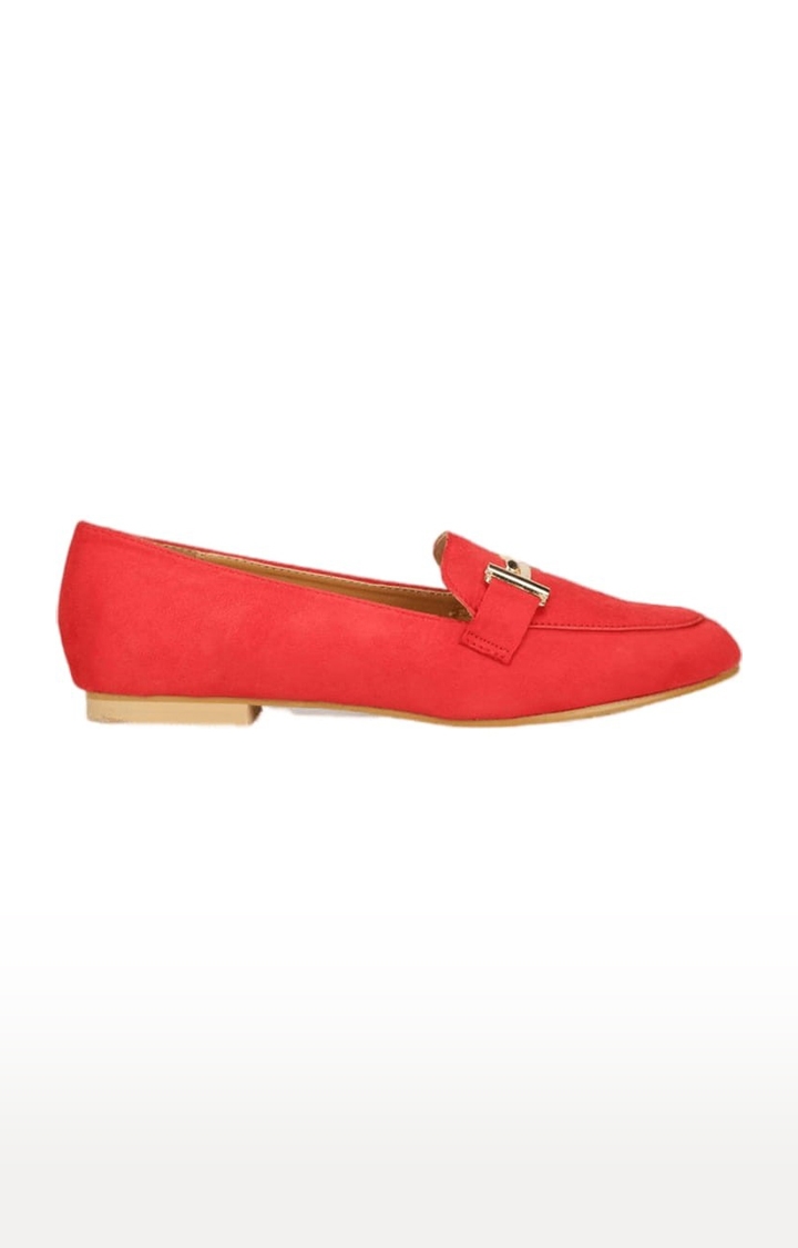 Truffle Collection | Women's Red Synthetic Solid Slip On Loafers 1