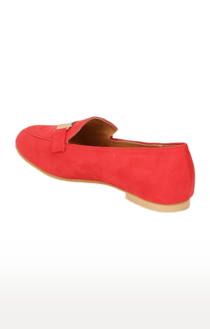 Truffle Collection | Women's Red Synthetic Solid Slip On Loafers 2