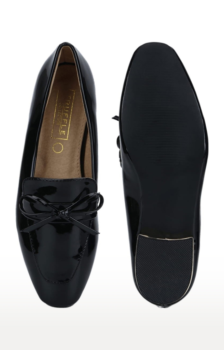 Truffle Collection | Women's Black Synthetic Solid Slip On Loafers 3