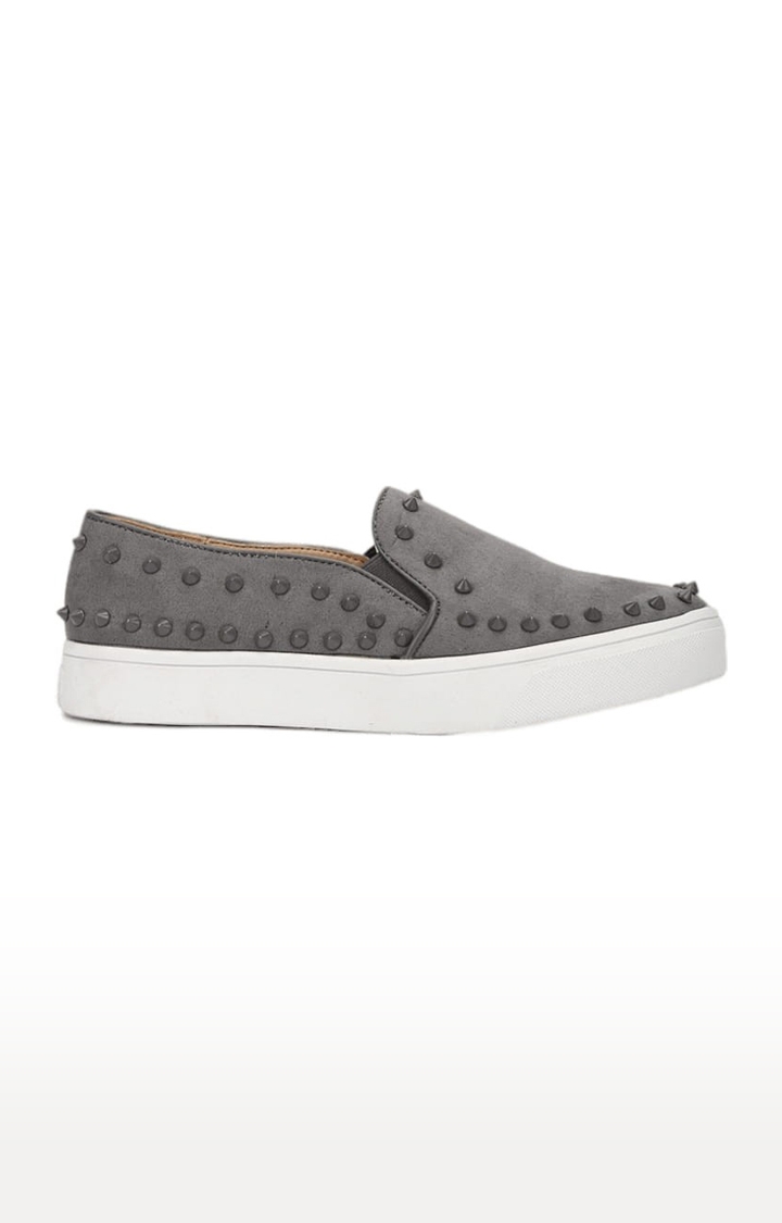 Truffle Collection | Women's Grey Embellished Slip On Casual Slip-ons 1