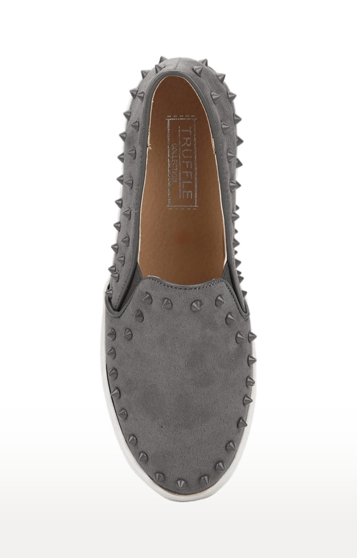 Truffle Collection | Women's Grey Embellished Slip On Casual Slip-ons 3