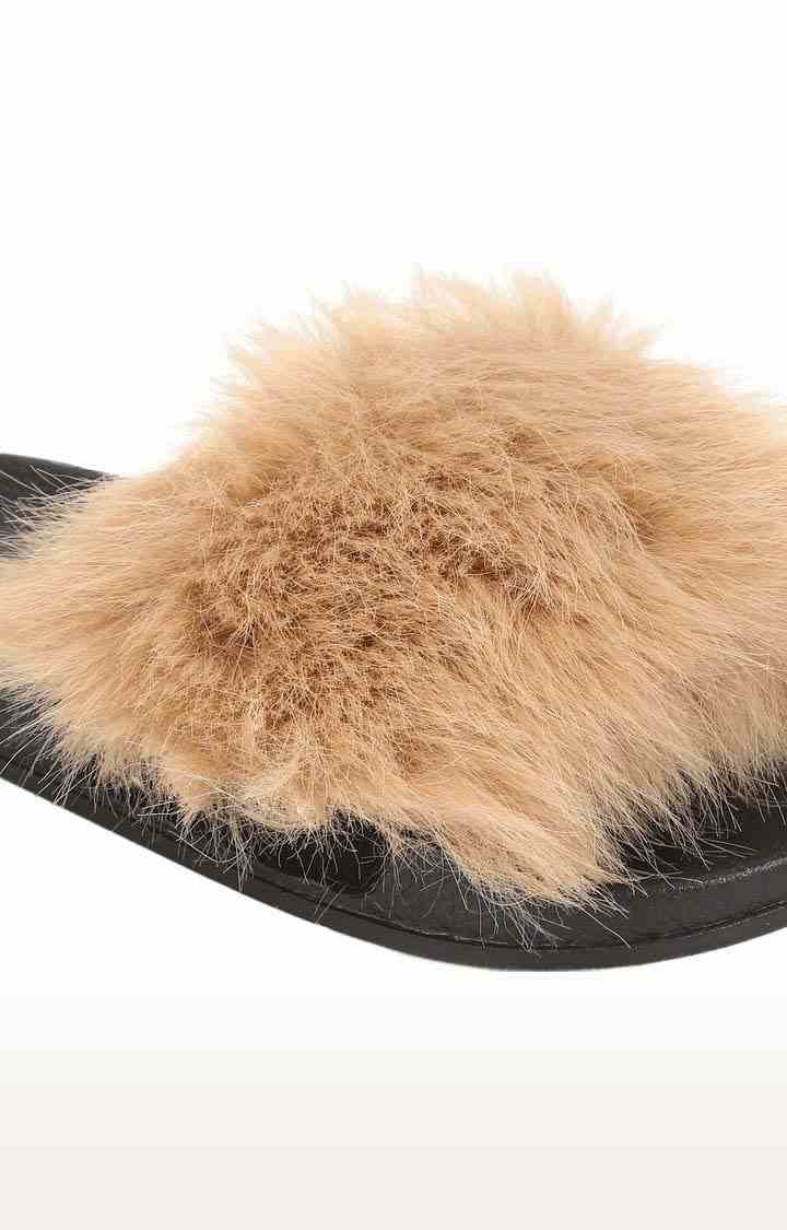 Women's Brown PU Solid Slip On Flip Flops