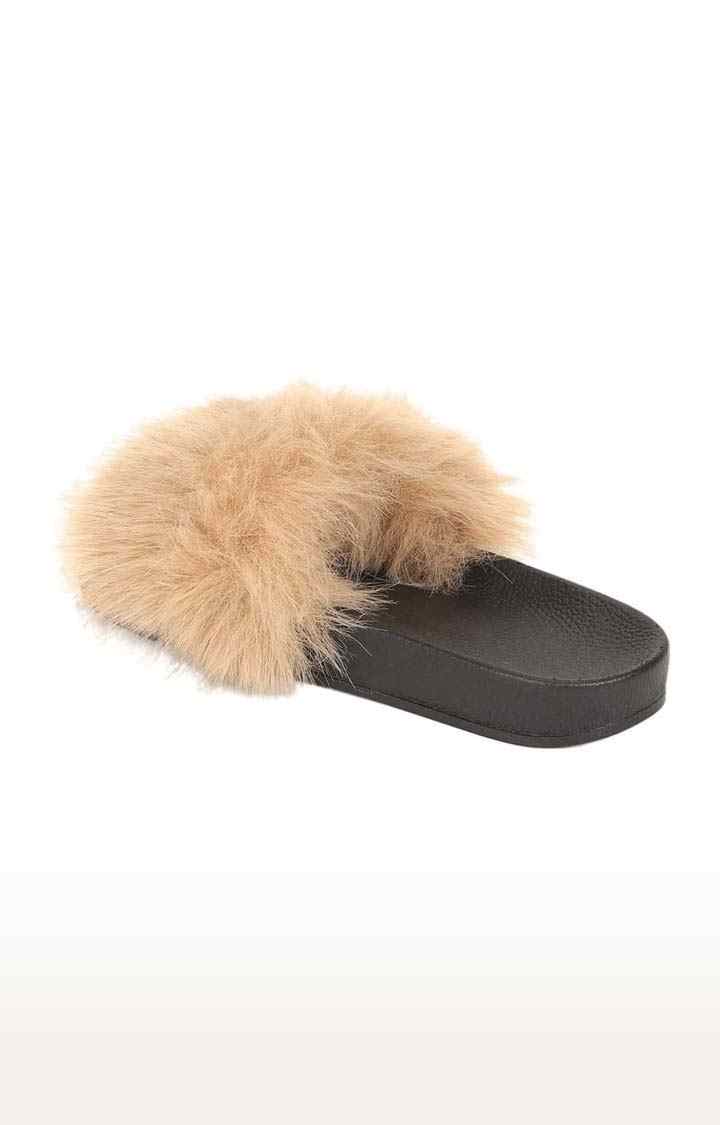 Women's Brown PU Solid Slip On Flip Flops