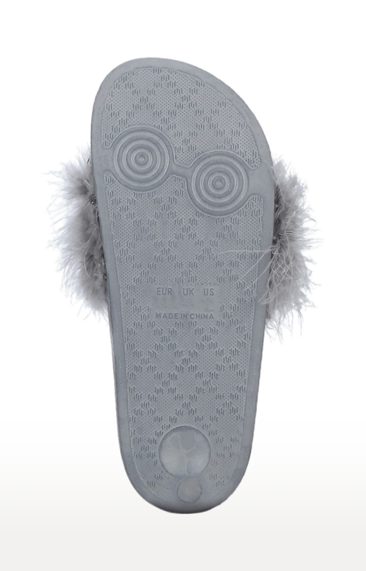 Truffle Collection | Women's Grey Synthetic Solid Slip On Flip Flops 4