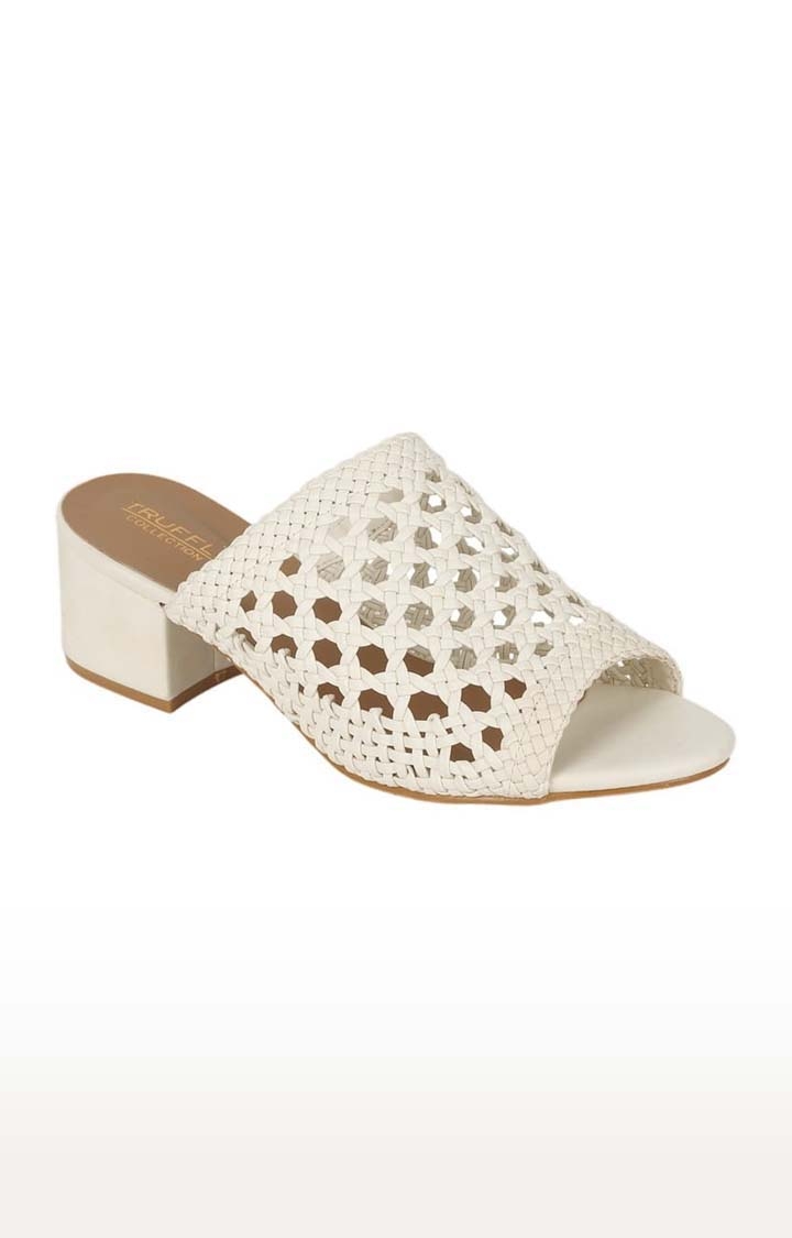 Buy Truffle Collection Rosegold Weave Block Heel Sandals Online