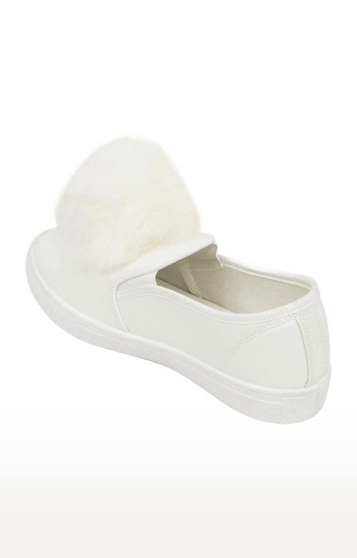 Truffle Collection | Women's White PU Solid Slip On Casual Slip-ons 2