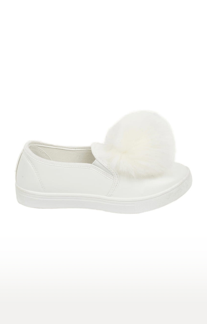 Truffle Collection | Women's White PU Solid Slip On Casual Slip-ons 1
