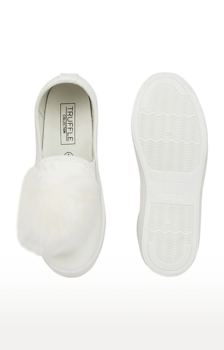 Truffle Collection | Women's White PU Solid Slip On Casual Slip-ons 3
