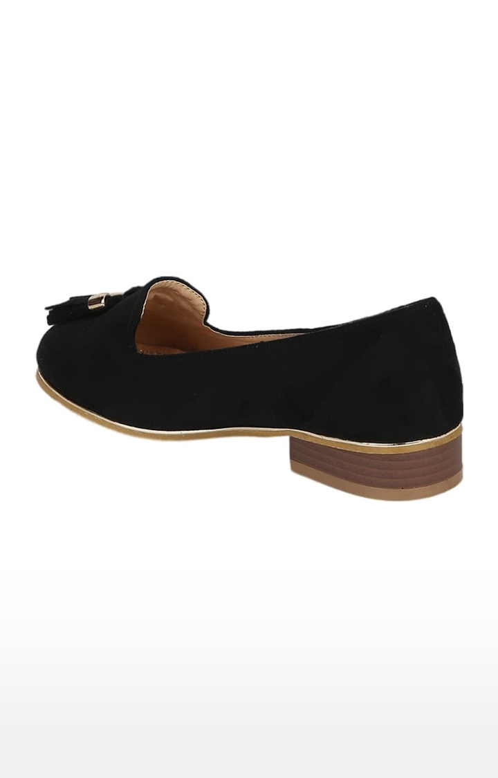 Truffle Collection | Women's Black Synthetic Solid Slip On Ballerinas 2
