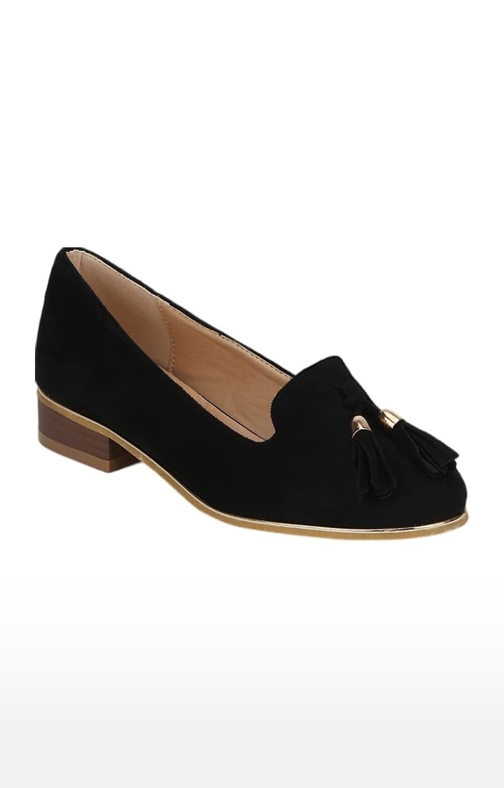 Truffle Collection | Women's Black Synthetic Solid Slip On Ballerinas 0