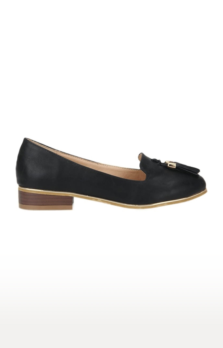 Truffle Collection | Women's Black Synthetic Solid Slip On Ballerinas 1