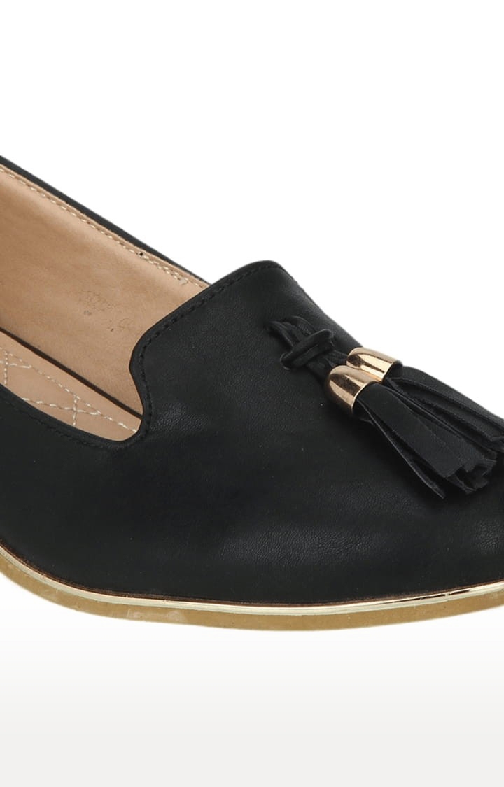 Truffle Collection | Women's Black Synthetic Solid Slip On Ballerinas 4