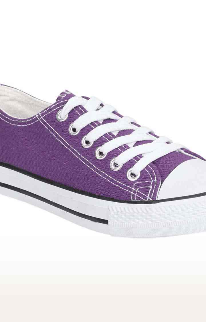 Women's Purple Canvas Solid Lace-Up Sneakers