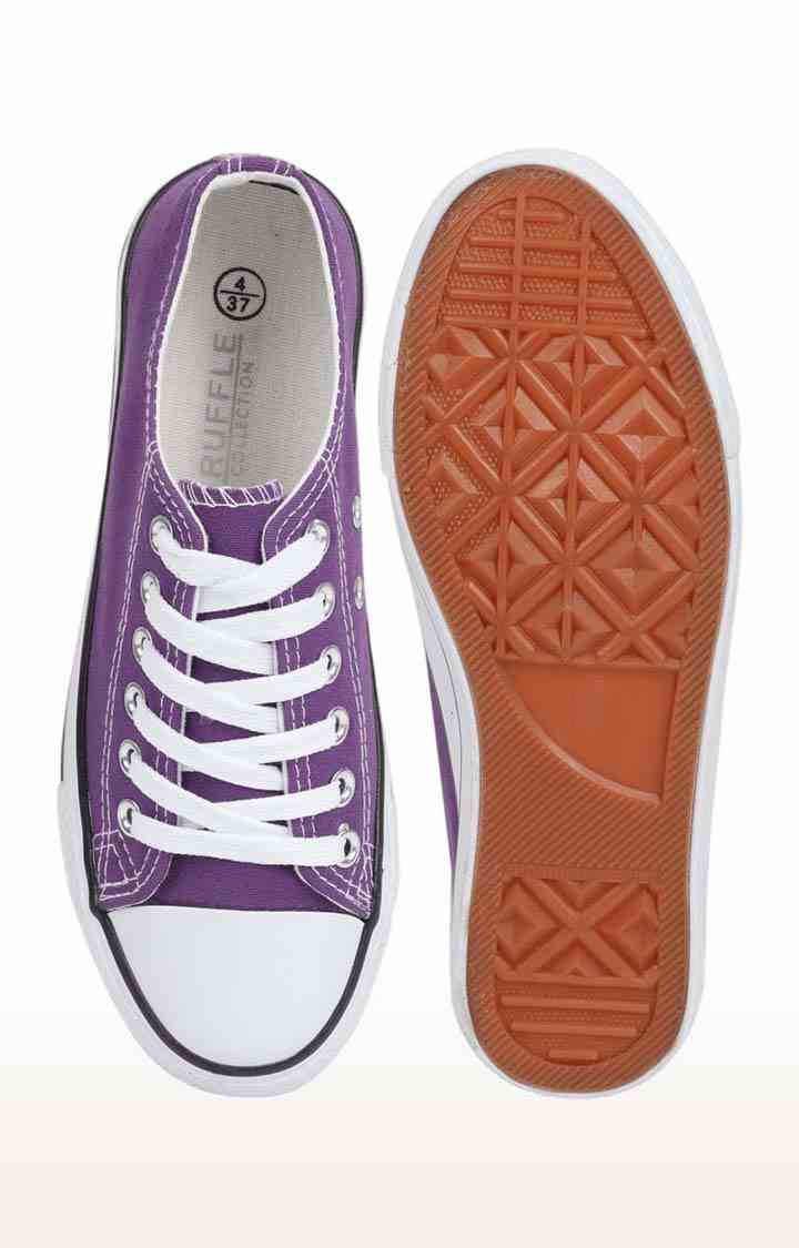 Women's Purple Canvas Solid Lace-Up Sneakers