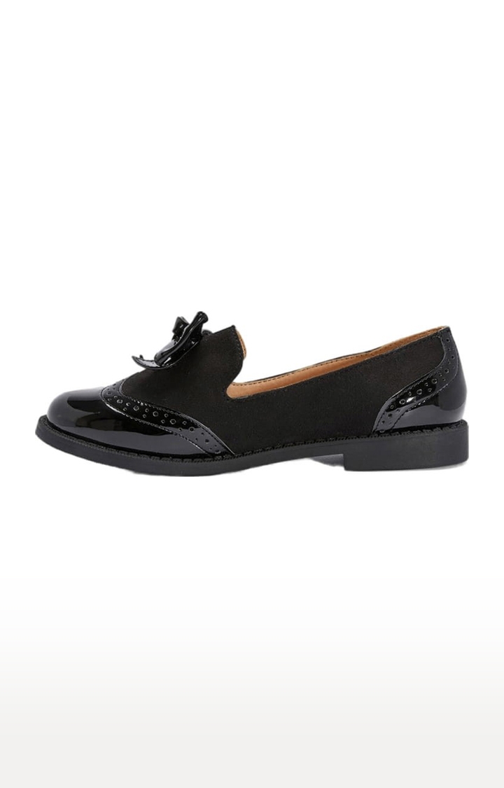 Truffle Collection | Women's Black Synthetic Solid Slip On Loafers 1