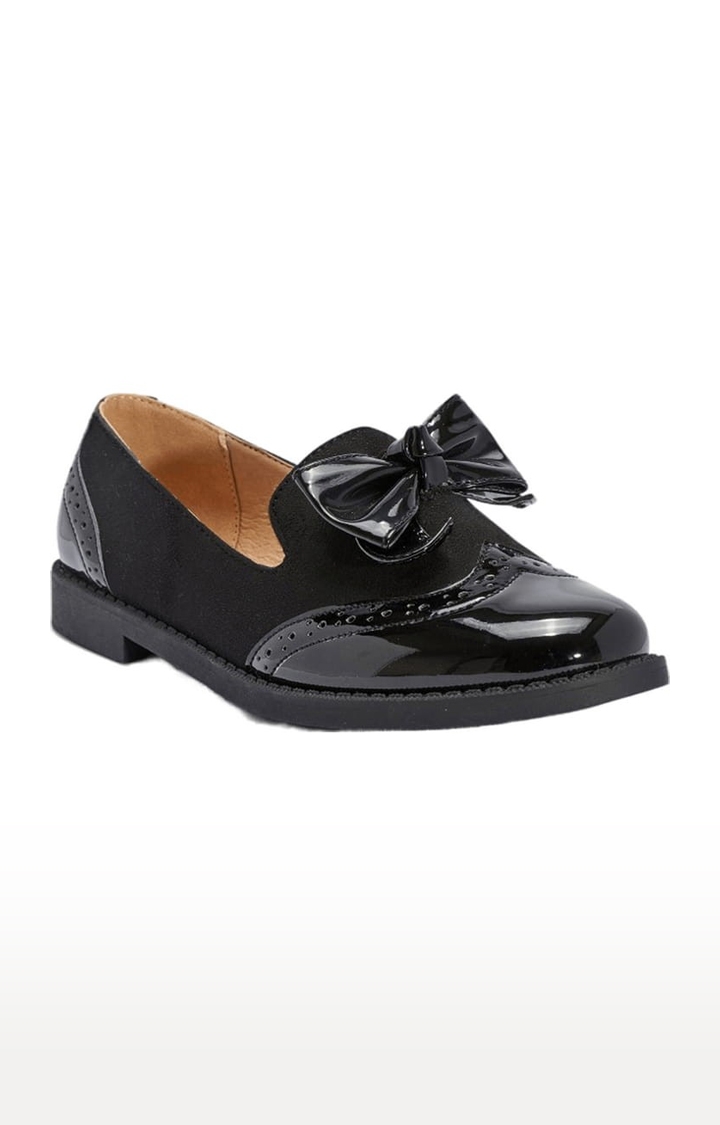 Truffle Collection | Women's Black Synthetic Solid Slip On Loafers 0