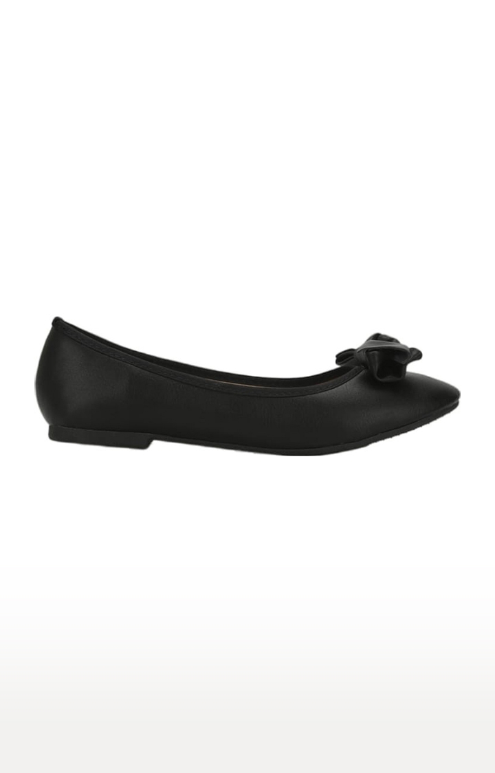 Truffle Collection | Women's Black Synthetic Solid Slip on Ballerinas 1