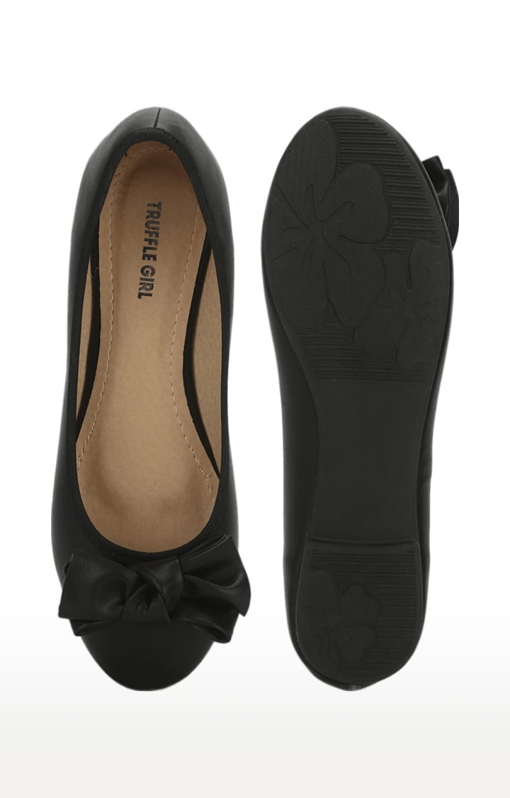 Truffle Collection | Women's Black Synthetic Solid Slip on Ballerinas 3