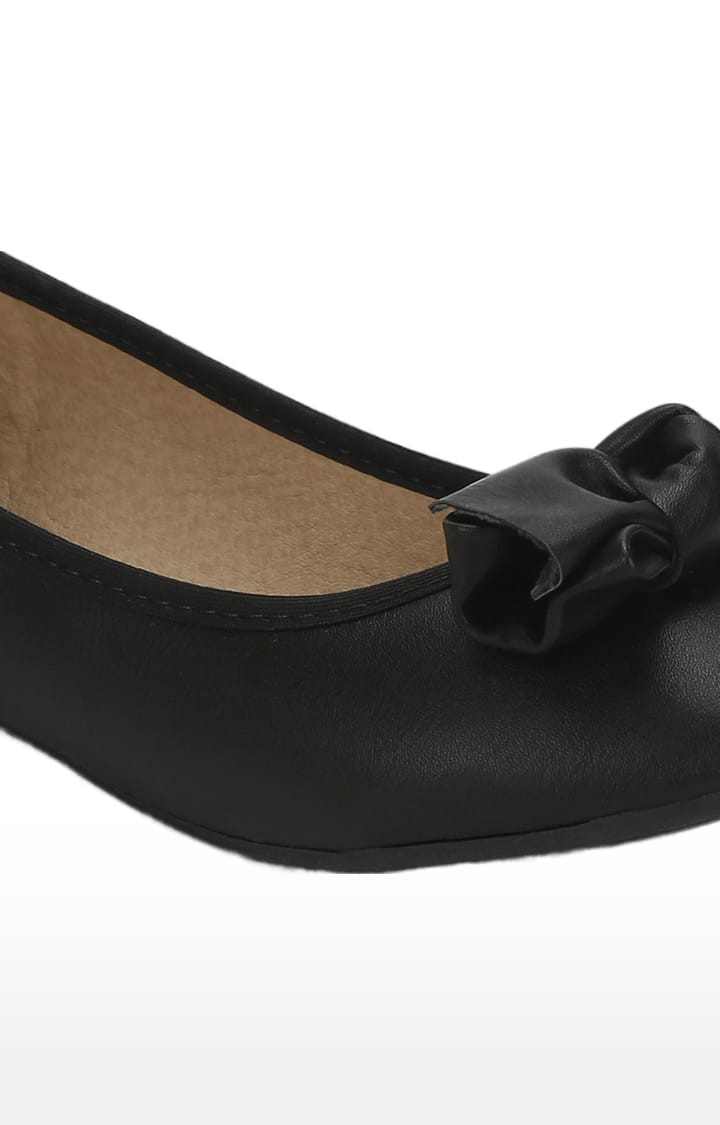 Truffle Collection | Women's Black Synthetic Solid Slip on Ballerinas 4
