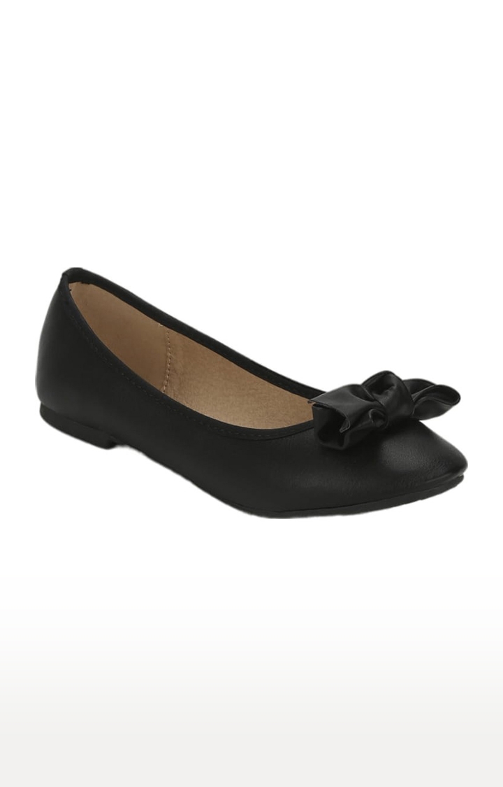 Truffle Collection | Women's Black Synthetic Solid Slip on Ballerinas 0