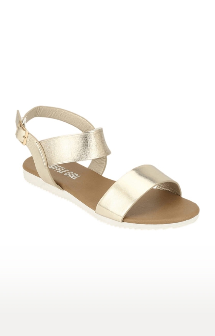 Truffle Collection | Women's Gold Synthetic Solid Buckle Sandals 0