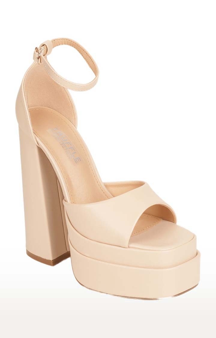 SIMANLAN Womens Block Heel Shoes Peep Toe Summer Heels Fashion Short  Booties Sandals Beige Size 5 - Walmart.com