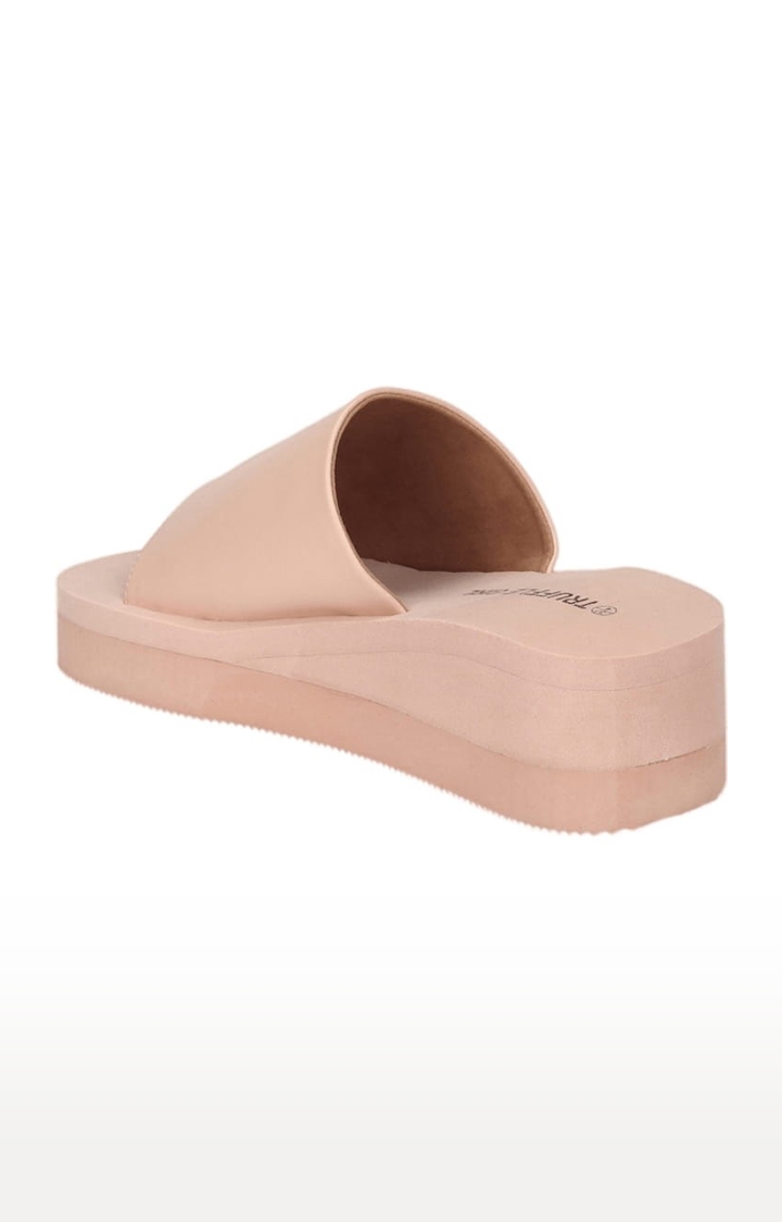 Truffle Collection | Women's Beige PU Solid Slip On Wedges 1