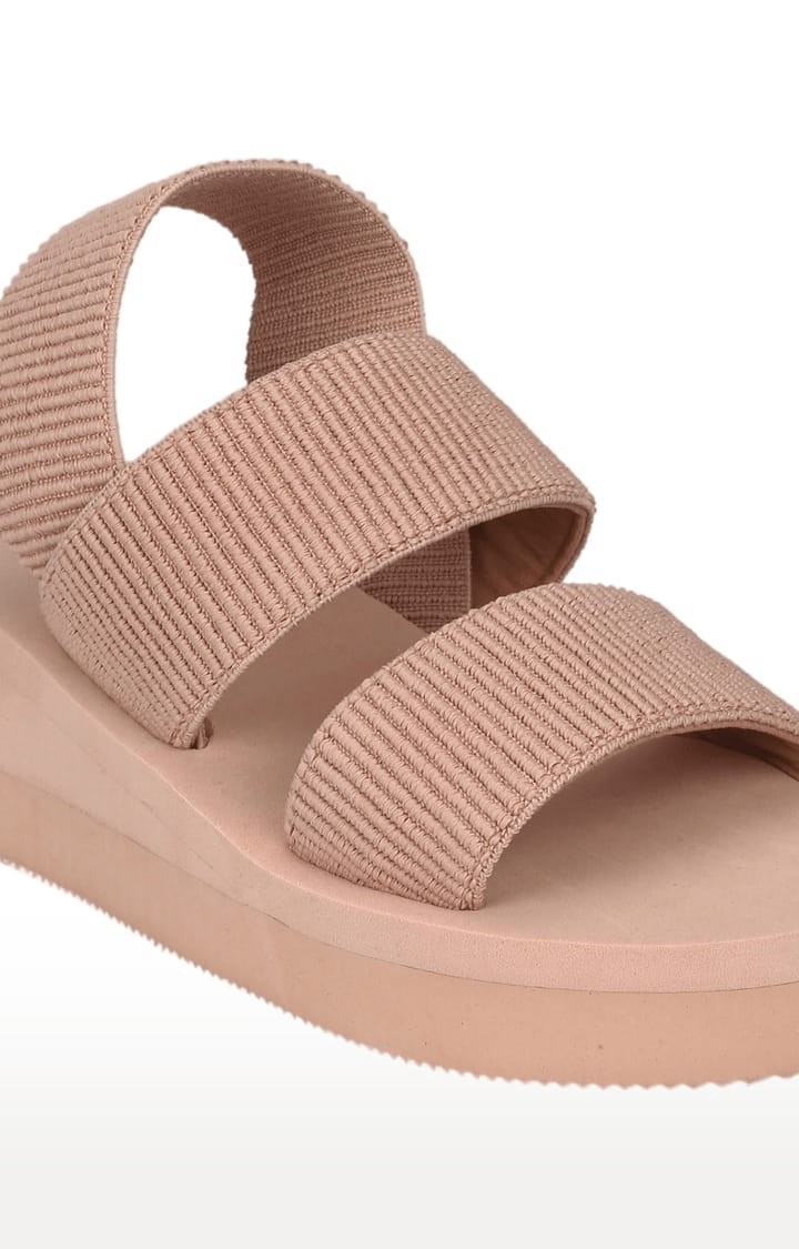 Women's Beige PU Solid Backstrap Wedges