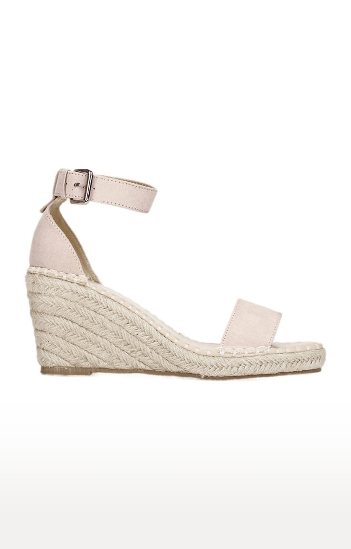 Truffle Collection | Women's Pink Synthetic Solid Buckle Wedges 1