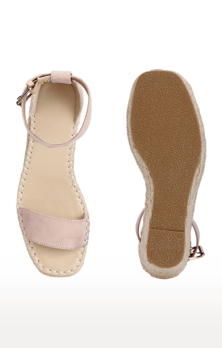Truffle Collection | Women's Pink Synthetic Solid Buckle Wedges 3