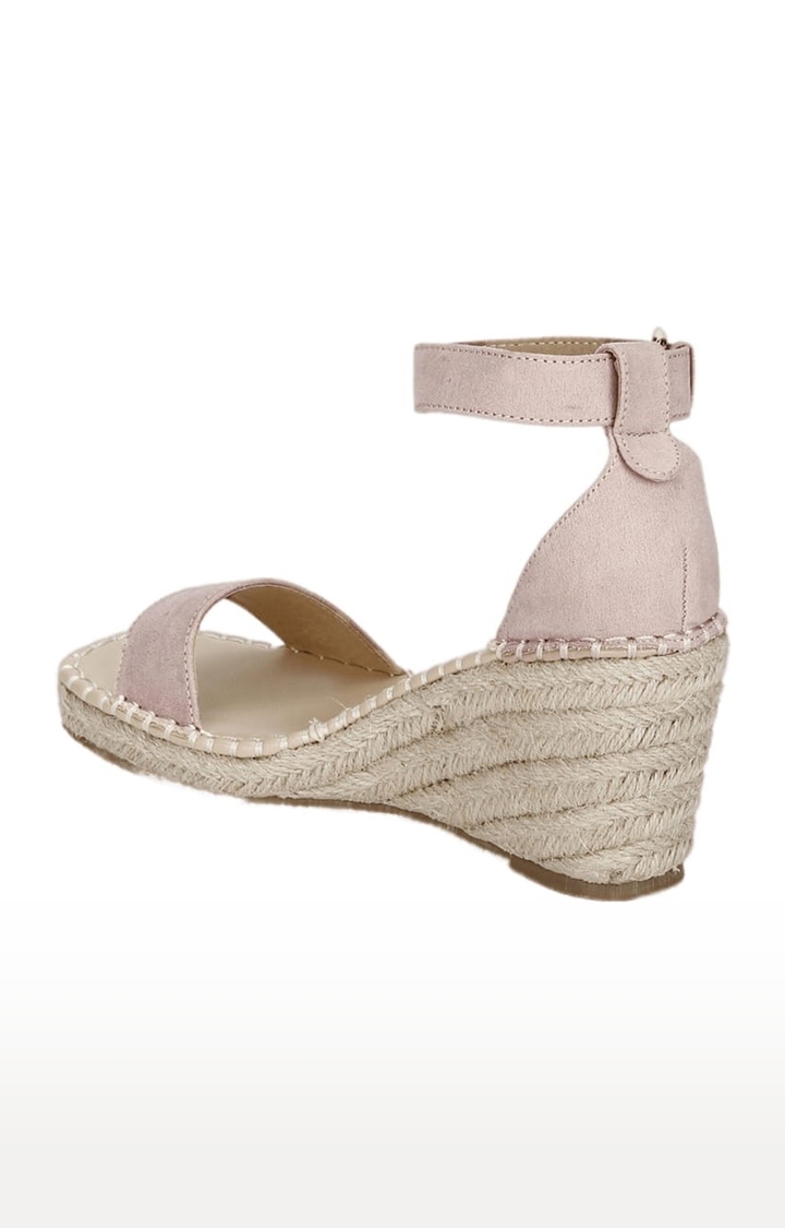 Truffle Collection | Women's Pink Synthetic Solid Buckle Wedges 2