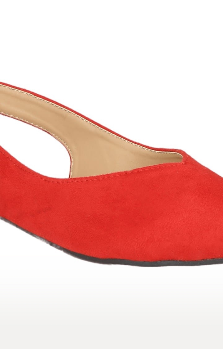 Truffle Collection | Women's Red Synthetic Solid Slip On Ballerinas 4