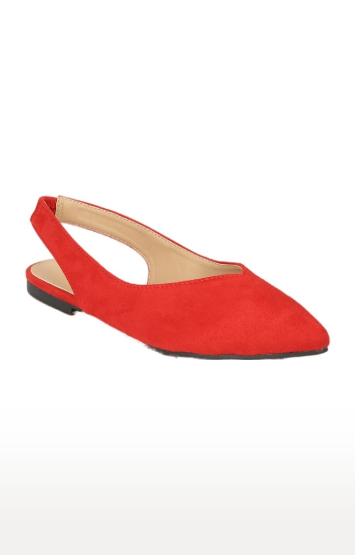Truffle Collection | Women's Red Synthetic Solid Slip On Ballerinas 0